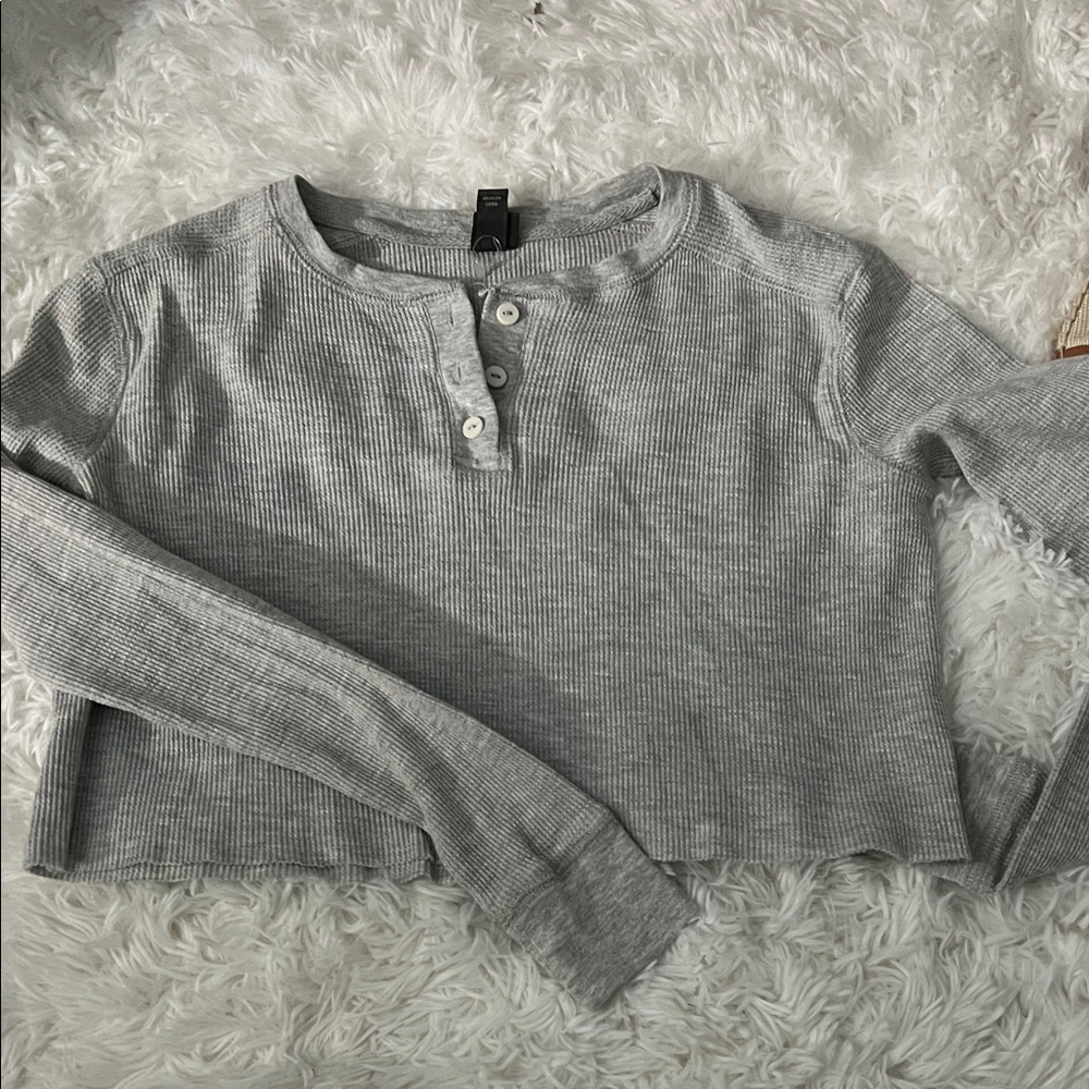 Wild Fable Light Gray Ribbed Crop Top